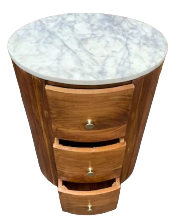 Pair of Modern Farmhouse Oval 3-Drawer Nightstands - Image 4