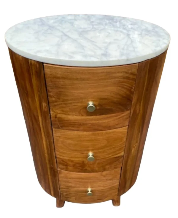 Pair of Modern Farmhouse Oval 3-Drawer Nightstands - Image 3