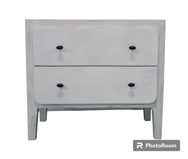 Pair of White Distressed Mango Wood Nightstands - Image 2