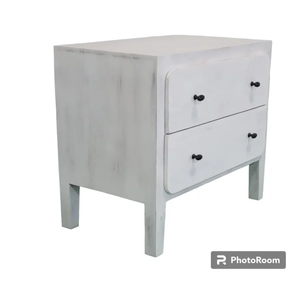 Pair of White Distressed Mango Wood Nightstands - Image 4