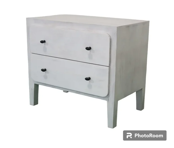 Pair of White Distressed Mango Wood Nightstands - Image 3