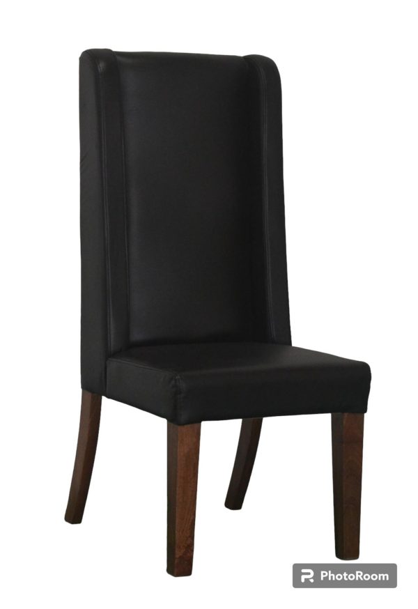 Set of 4 Black Leather High Back Dining Chairs - Image 2