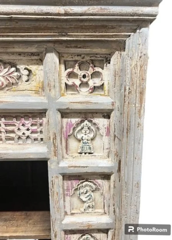 Rustic Carved Cubby Bookcase - Image 4