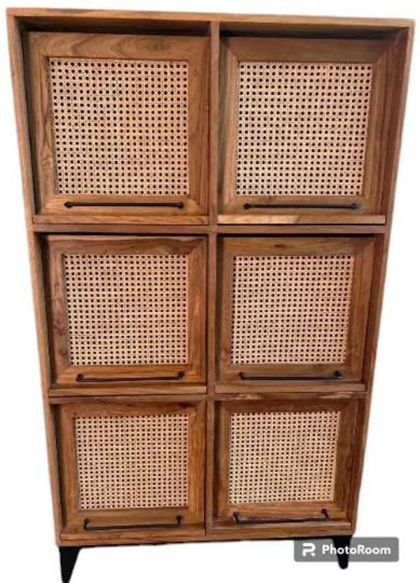 Coastal Boho Tall Teak Storage Cabinet - Image 2