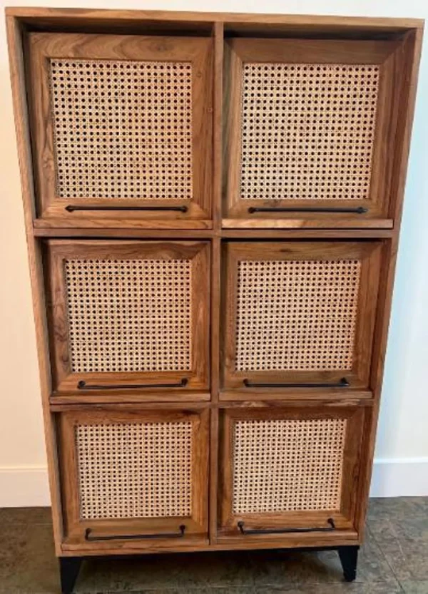 Coastal Boho Tall Teak Storage Cabinet - Image 3