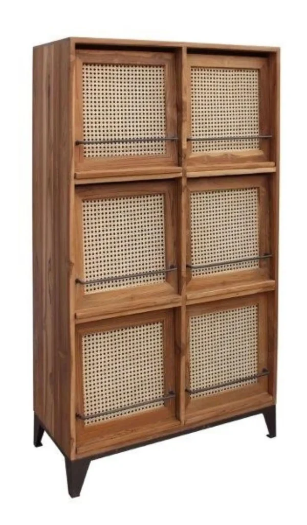 Coastal Boho Tall Teak Storage Cabinet - Image 4