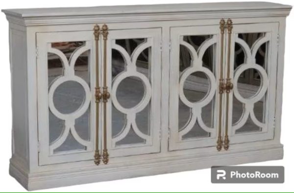Contemporary White Mirror Door Buffet