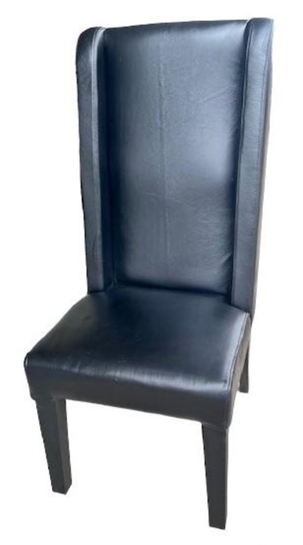 Set of 4 Black Leather High Back Dining Chairs - Image 4