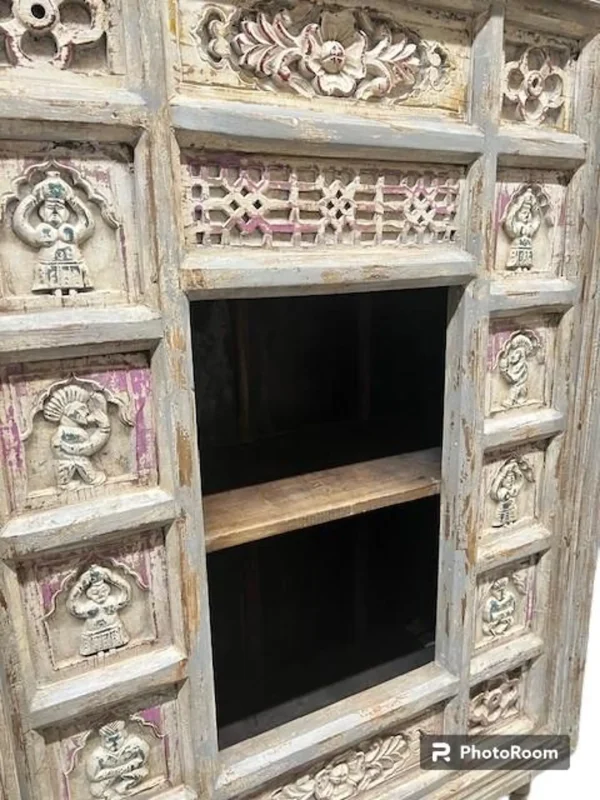 Rustic Carved Cubby Bookcase - Image 3
