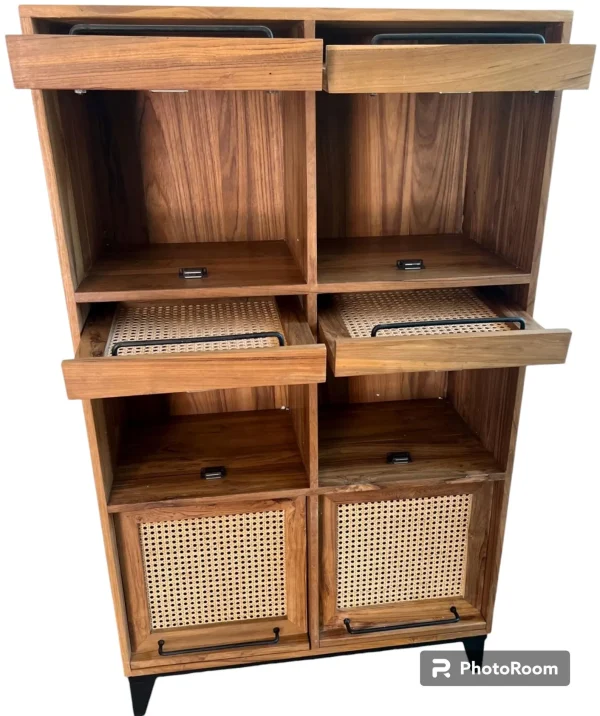 Coastal Boho Tall Teak Storage Cabinet - Image 6