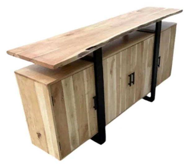 Rustic Live Edge Acacia Wood 4-Door Buffet Cabinet - Image 2