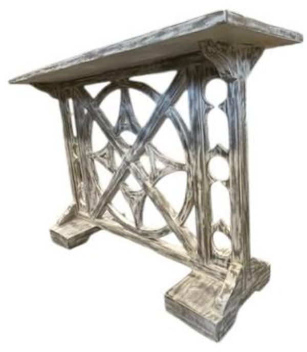 Solid Acacia Wood Tall Carved Console Sofa Table - Image 2