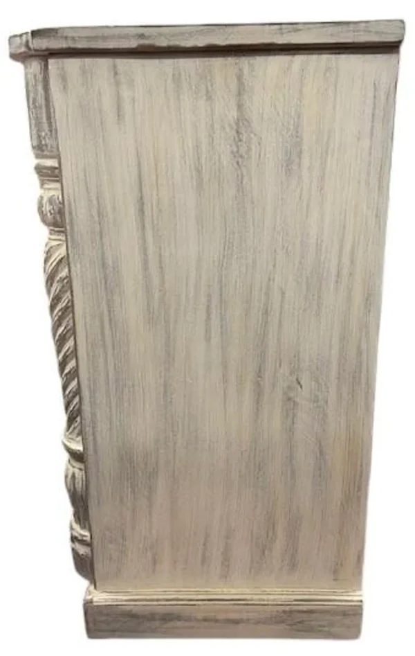 Modern Goth Carved Acacia Wood 2-Door Accent Cabinet - Image 8