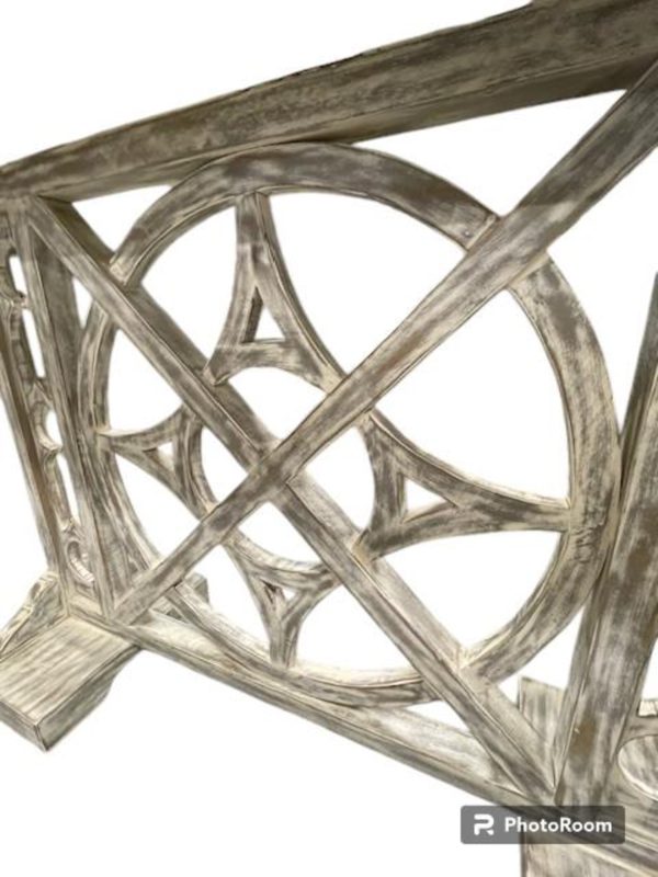 Solid Acacia Wood Tall Carved Console Sofa Table - Image 3