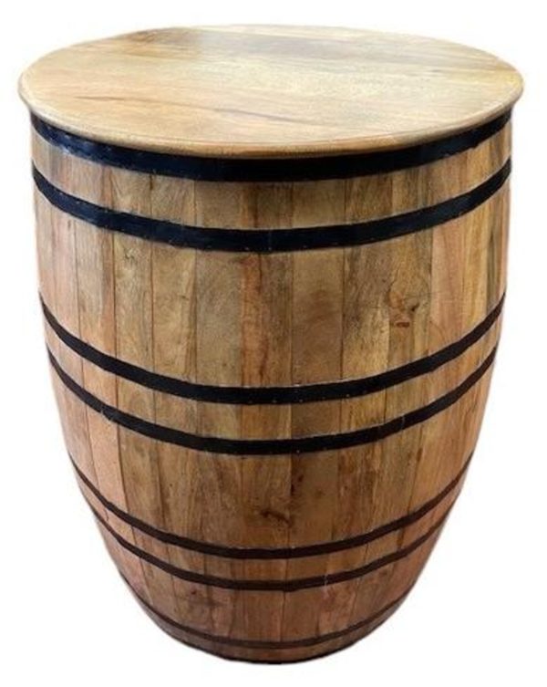 Rustic Mango Wood Half-Barrel Wine Bar Cabinet - Image 5