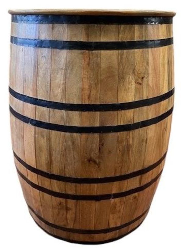 Rustic Mango Wood Half-Barrel Wine Bar Cabinet - Image 6