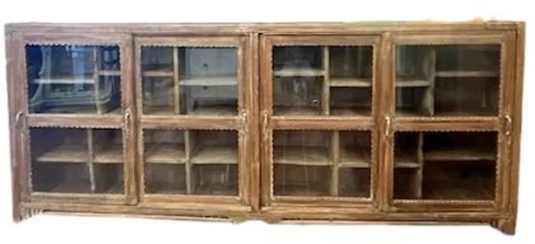 Narrow Reclaimed Wood Sliding Glass Cabinet - Image 2