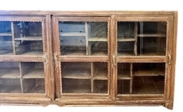 Narrow Reclaimed Wood Sliding Glass Cabinet - Image 3