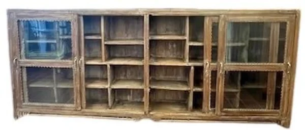 Narrow Reclaimed Wood Sliding Glass Cabinet - Image 4