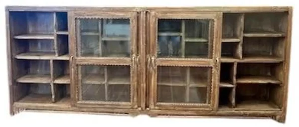 Narrow Reclaimed Wood Sliding Glass Cabinet - Image 5