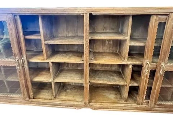 Narrow Reclaimed Wood Sliding Glass Cabinet - Image 6