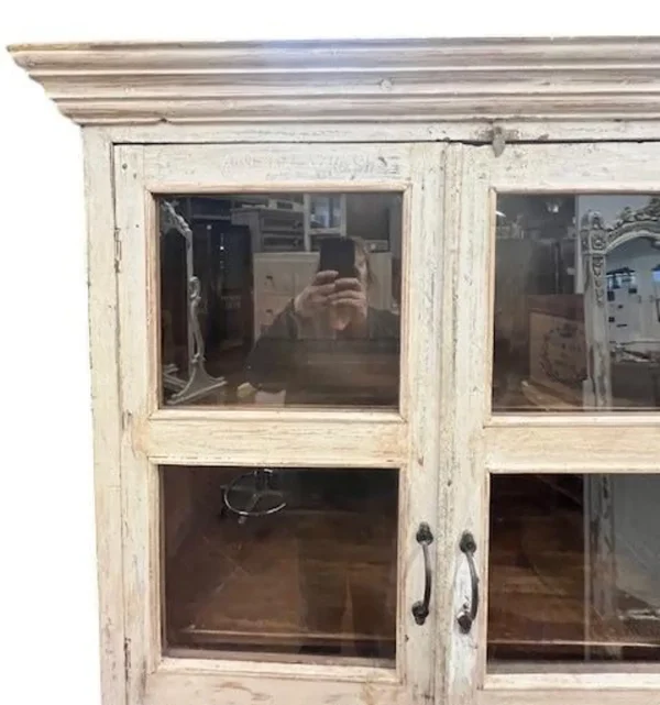 Old Farmhouse Reclaimed Glass Door Display Cabinet - Image 4