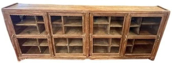 Narrow Reclaimed Wood Sliding Glass Cabinet - Image 7