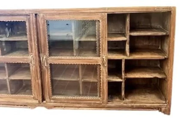 Narrow Reclaimed Wood Sliding Glass Cabinet - Image 8