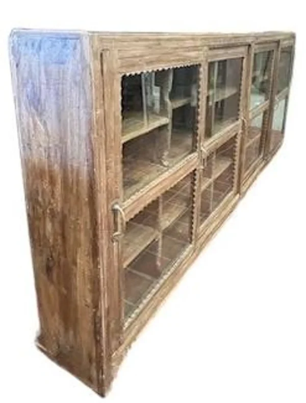Narrow Reclaimed Wood Sliding Glass Cabinet - Image 9