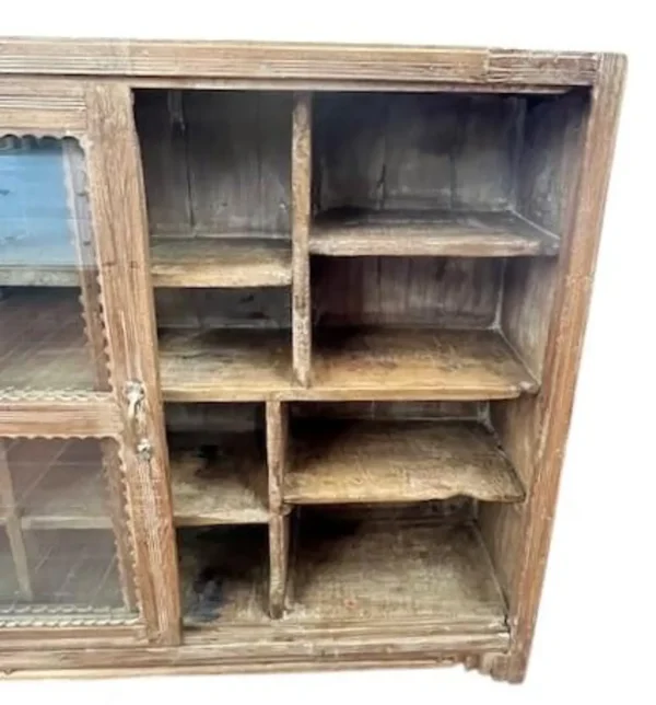 Narrow Reclaimed Wood Sliding Glass Cabinet - Image 10