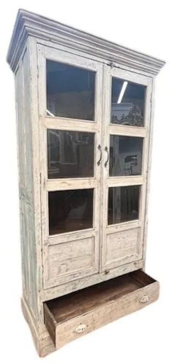 Old Farmhouse Reclaimed Glass Door Display Cabinet - Image 3