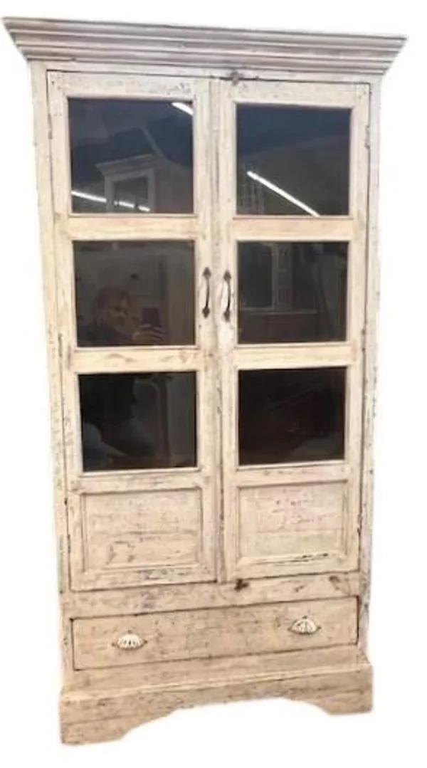 Old Farmhouse Reclaimed Glass Door Display Cabinet - Image 2