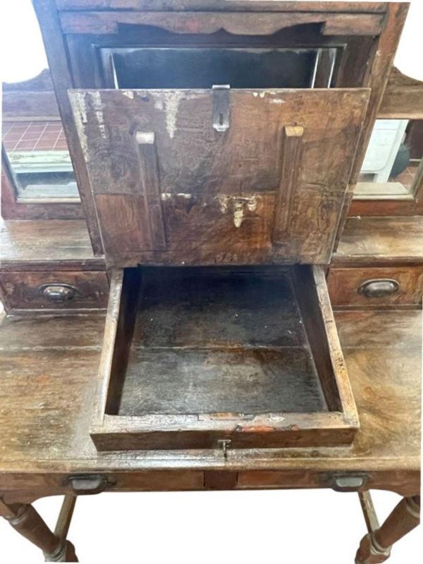 Reclaimed Wood Mirrored Vanity Desk - Image 3
