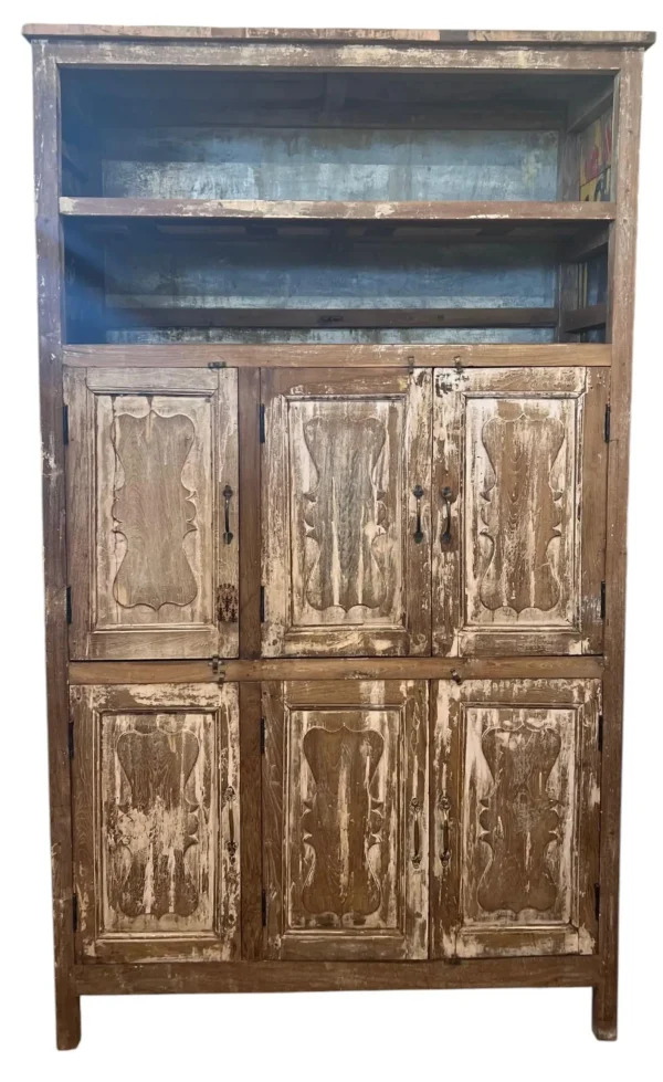 Reclaimed Old Tin Rustic Mango Wood Farmhouse Cupboard - Image 3