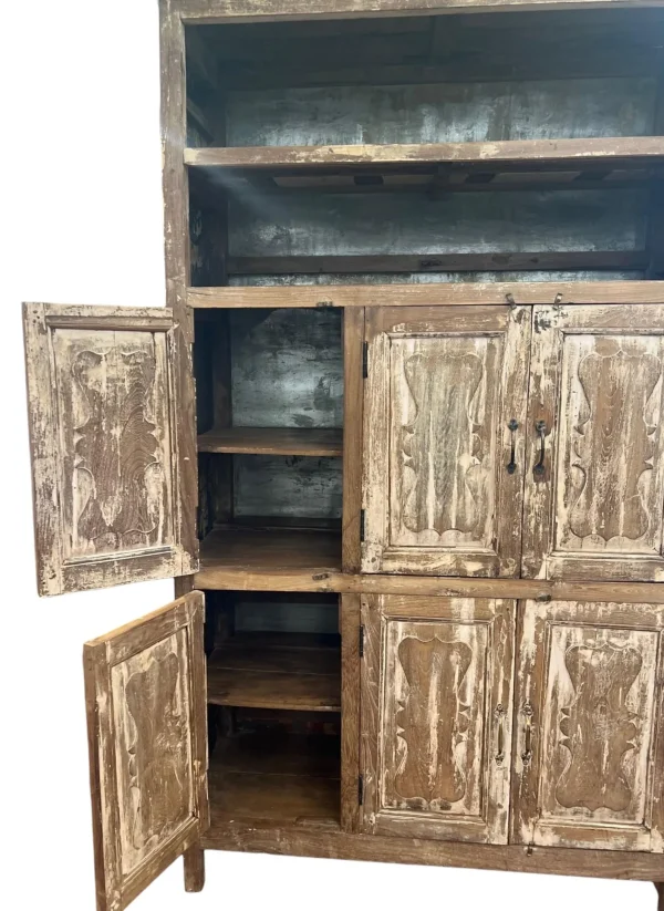 Reclaimed Old Tin Rustic Mango Wood Farmhouse Cupboard - Image 4