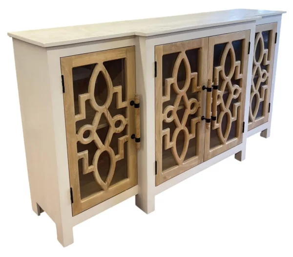 Modern Farmhouse Mango Wood White 2-Tone Credenza - Image 2