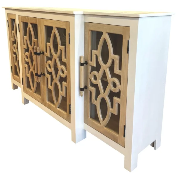 Modern Farmhouse Mango Wood White 2-Tone Credenza - Image 3