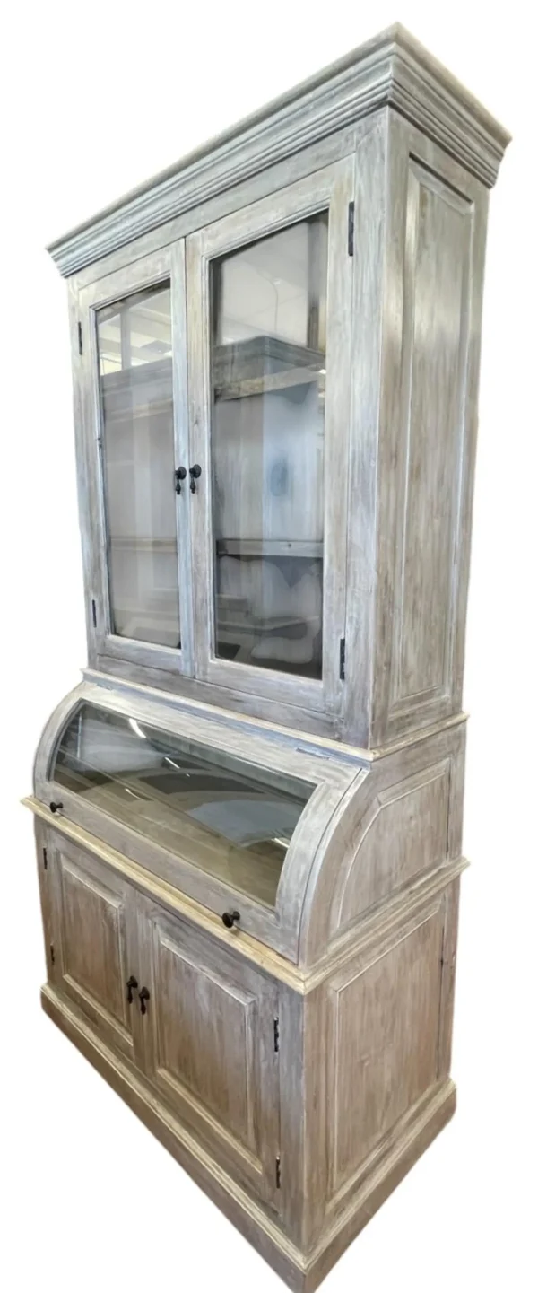Coastal Cottage Curved Glass Kitchen Cupboard - Image 3