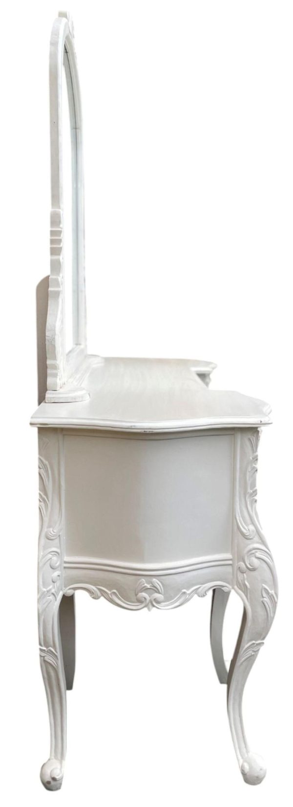 French Chateau Baroque White Mahogany Vanity Table - Image 5