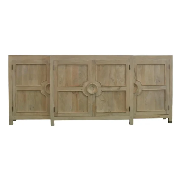 Mid Century Modern Rustic 4-Door Natural Wood Buffet