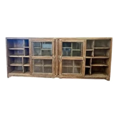 Narrow Reclaimed Wood Sliding Glass Cabinet