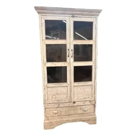 Old Farmhouse Reclaimed Glass Door Display Cabinet