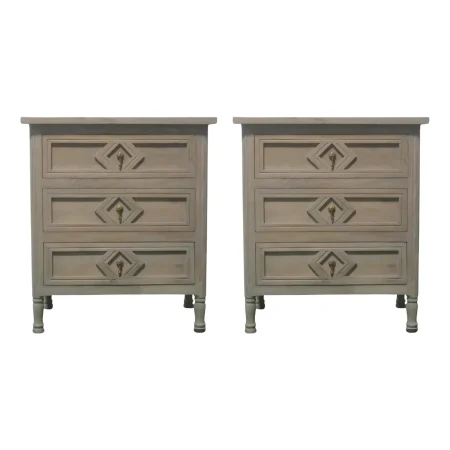 Pair of Coastal 3-Drawer Nightstands
