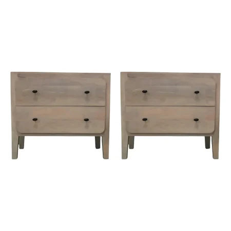Pair of Coastal Mango Wood Nightstands