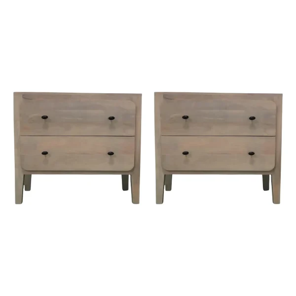 Pair of Coastal Mango Wood Nightstands