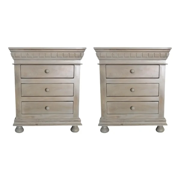 Pair of French Country 3-Drawer Nightstands