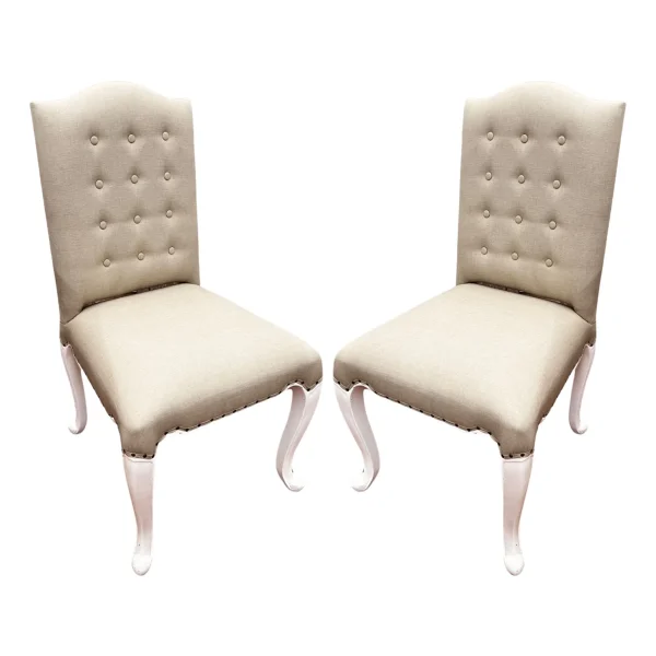 Pair of French Country High Back Tufted Chairs