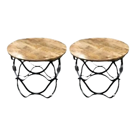 Pair of Industrial Round Side Tables