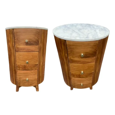 Pair of Modern Farmhouse Oval 3-Drawer Nightstands