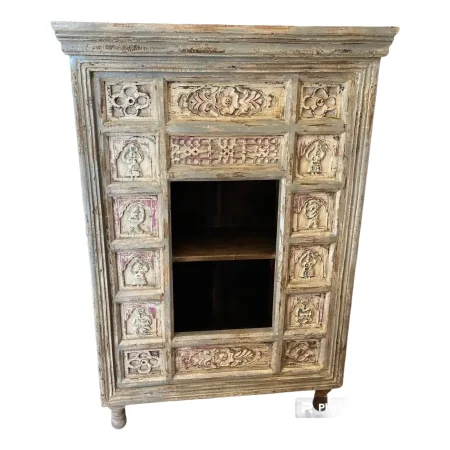Rustic Carved Cubby Bookcase